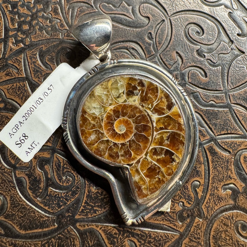 Silver Ammonite Fossil Pendant